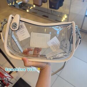 NWT Coach Stadium Swinger Bag Clear Coach with Dust Bag CBH13 Silver/Chalk